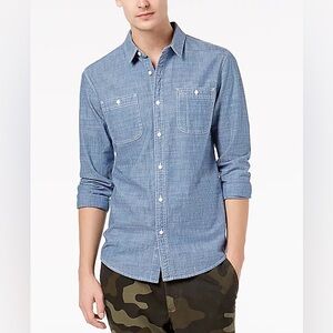 AMERICAN RAG Light Blue Chambray Button Up Shirt